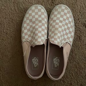 Pink Checkered Slip On Vans